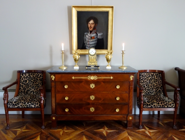 Jacques Muller - Empire mahogany and ormolu commode / chest of drawers - stamped