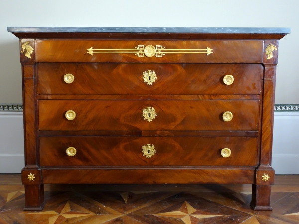 Jacques Muller - Empire mahogany and ormolu commode / chest of drawers - stamped