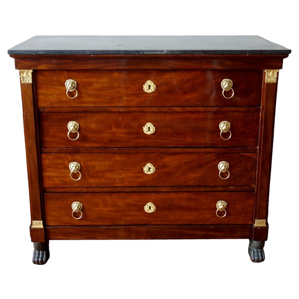 Early 19th century Consulate style mahogany and ormolu chest of drawers / commode