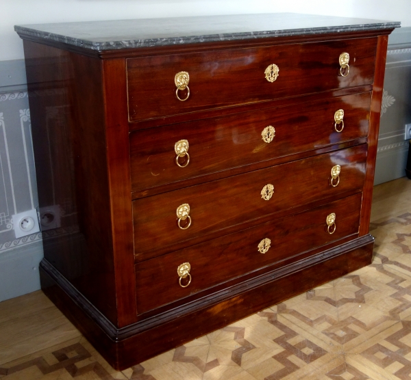 Early 19th century mahogany and ormolu commode / chest of drawers stamped Jeanselme