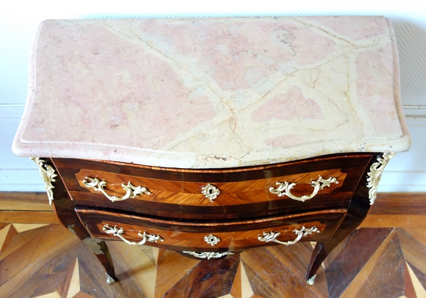LC Birclet : Louis XV marquetry commode / chest of drawers, 18th century - stamped