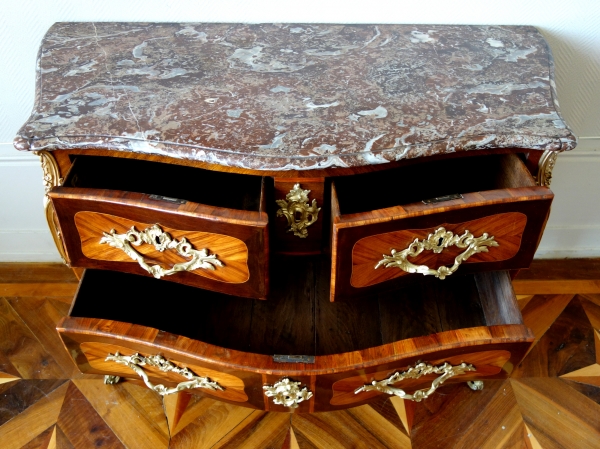 JB Galet - Louis XV marquetry commode, mid 18th century, stamped