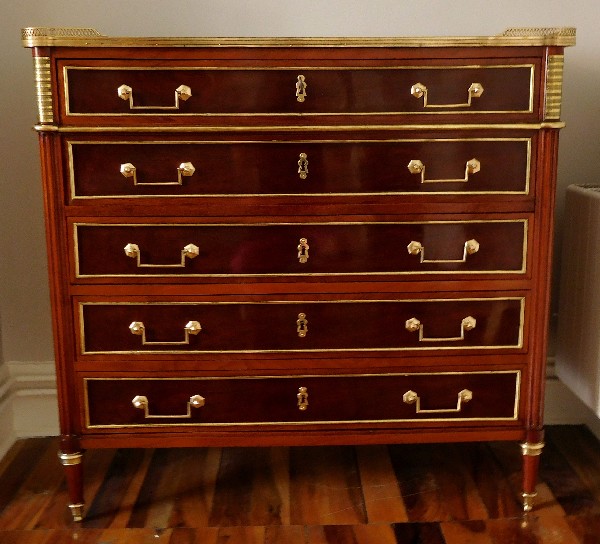Mahogany writing desk - commode - chest of drawers, Louis XVI period (18th century)