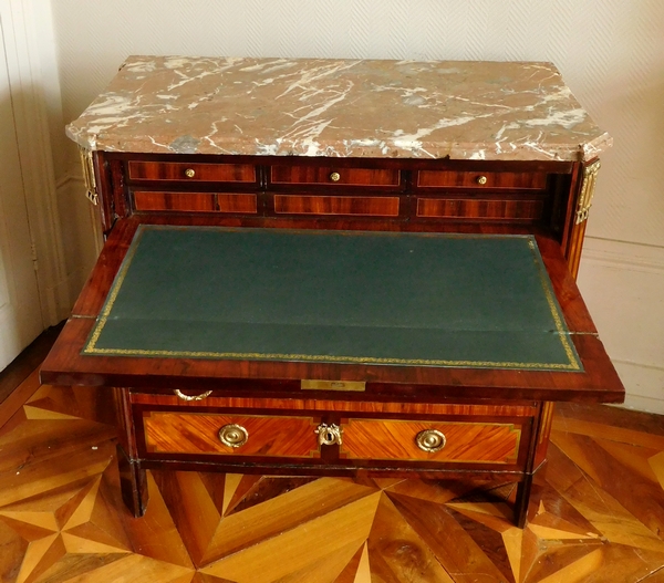 Marquetry commode / chest / writing desk, Louis XV - Louis XVI Parisian production circa 1775-1780