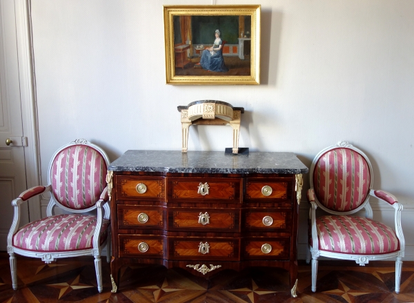 Petite console à suspendre d'époque Louis XVI - bois laqué et marbre