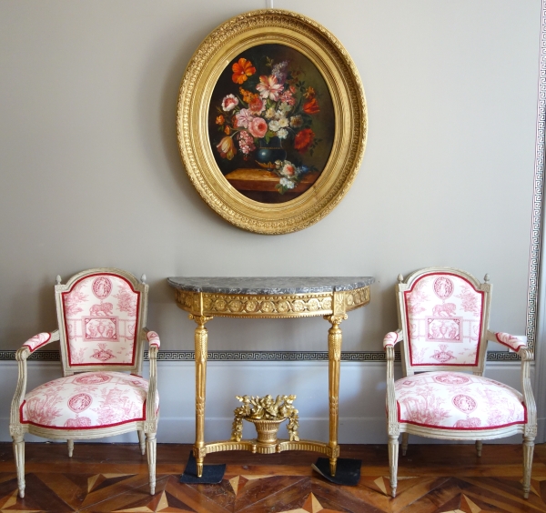 Console d'applique d'époque Louis XVI en bois sculpté et doré à la feuille d'or vers 1780