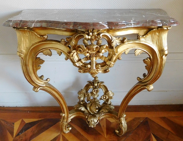 Louis XV gilt wood console, France, 18th century circa 1760