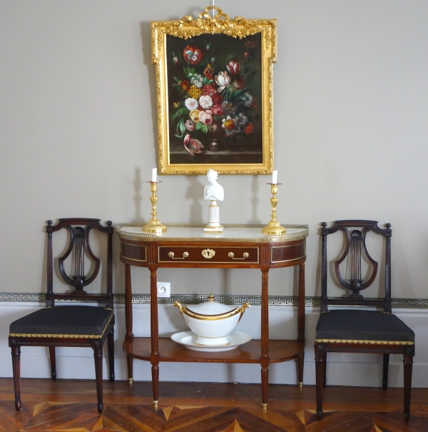 Louis XVI mahogany half-moon shaped console, 18th century