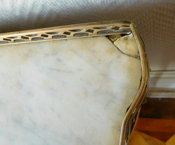 Console desserte demi-lune d'époque Louis XVI - Directoire fin XVIIIe siècle - acajou & laiton