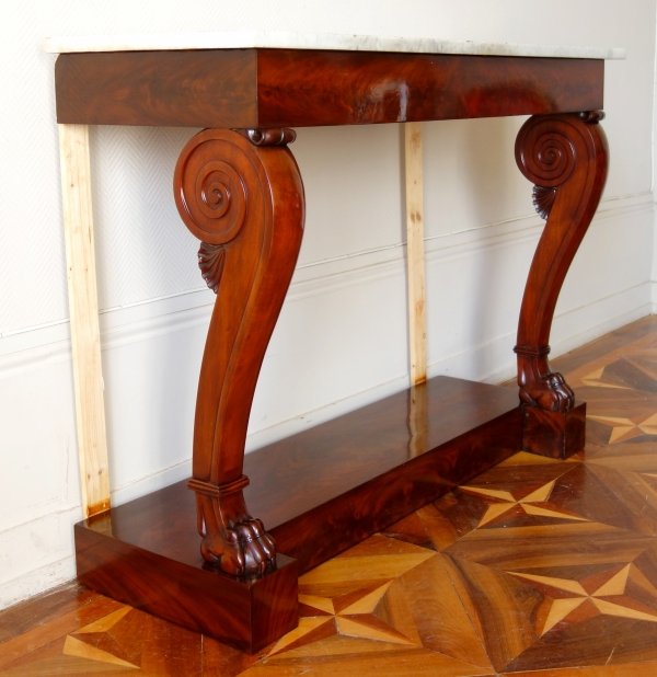 Empire mahogany wall console, claw feet shaped, attributed to Bellange - 19th century circa 1820