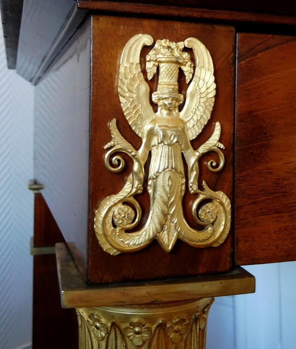 Empire mahogany console, early 19th century, mercury gilt ormolu ornamentation