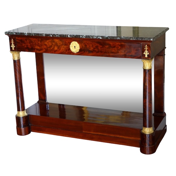 Importante console d'époque Empire en acajou et bronze doré, dans le goût de Jacob Desmalter