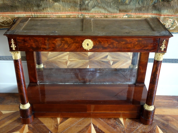 Importante console d'époque Empire en acajou et bronze doré, dans le goût de Jacob Desmalter