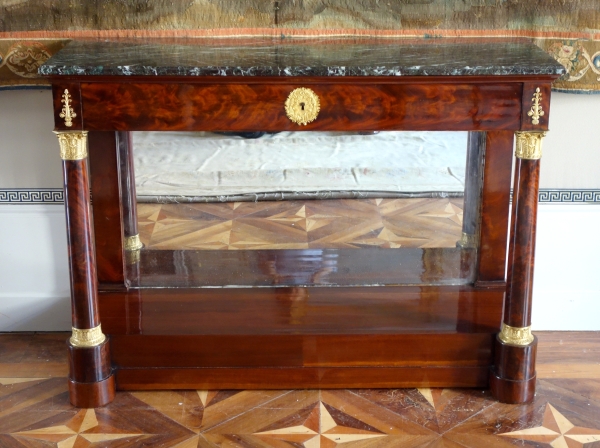 Importante console d'époque Empire en acajou et bronze doré, dans le goût de Jacob Desmalter