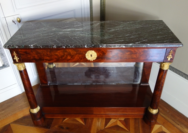 Importante console d'époque Empire en acajou et bronze doré, dans le goût de Jacob Desmalter