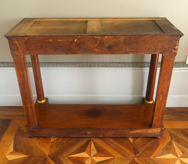 Empire mahogany and ormolu console, blue marbre on top - early 19th century circa 1810
