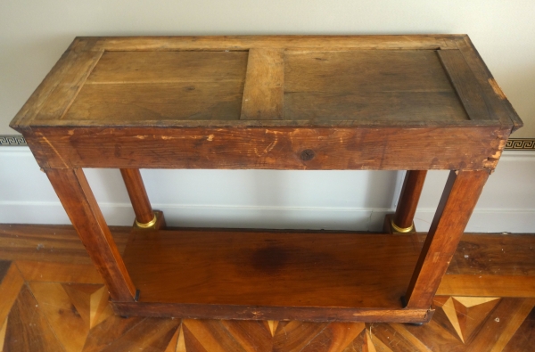 Empire mahogany and ormolu console, blue marbre on top - early 19th century circa 1810