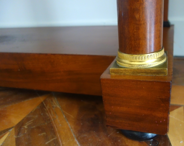 Empire mahogany and ormolu console, blue marbre on top - early 19th century circa 1810