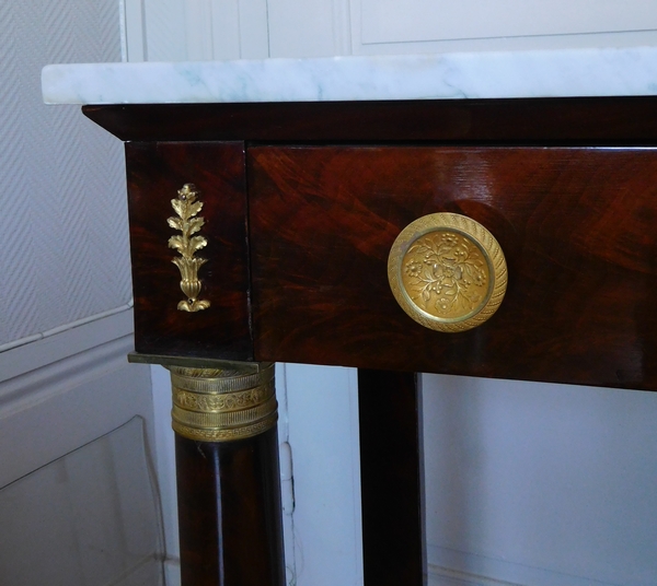Small Empire mahogany console, mercury gilt bronze, early 19th century
