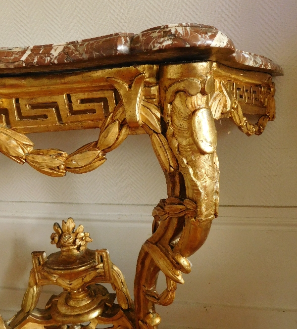 Louis XV Louis XVI Transition gilt wood console stamped Chollot - France, 18th century circa 1775