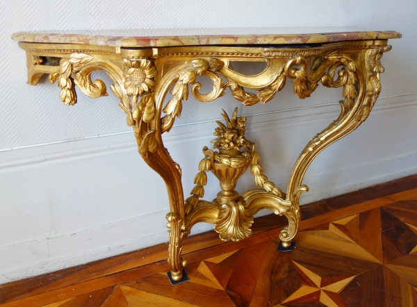 Console en bois doré d'époque Transition Louis XV - Louis XVI