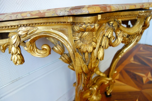Console en bois doré d'époque Transition Louis XV - Louis XVI