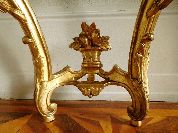 Console en bois sculpté et doré d’époque Transition Louis XV - Louis XVI, vers 1770