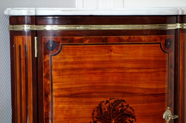 Charles Topino : Louis XVI marquetry corner cupboard, 18th century - stamped
