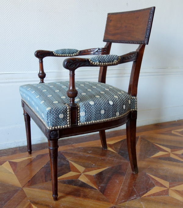 Georges Jacob - fauteuil de bureau d'époque Louis XVI - Directoire en acajou - couverture crin