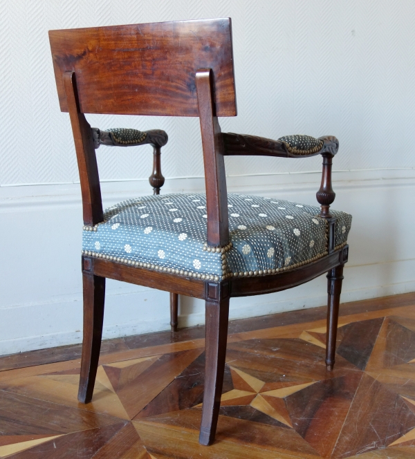 Georges Jacob - mahogany desk armchair, Louis XVI period - Directoire - horsehair cover