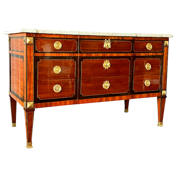 Large Louis XVI marquetry chest of drawers, late 18th century - 145,5cm