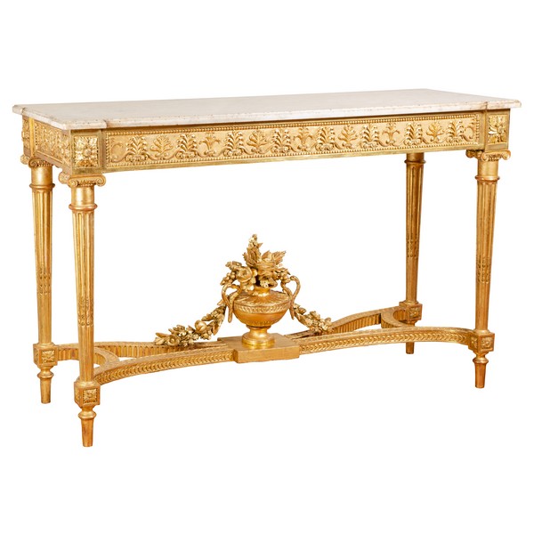 Importante console d'époque Louis XVI en bois sculpté et doré, attribuée à Georges Jacob