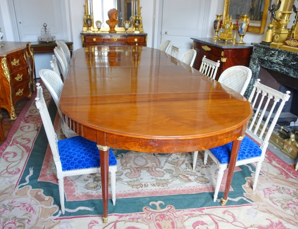 Très grande table de salle à manger de style Louis XVI en acajou, fin XIXe siècle - 150cm x 420cm