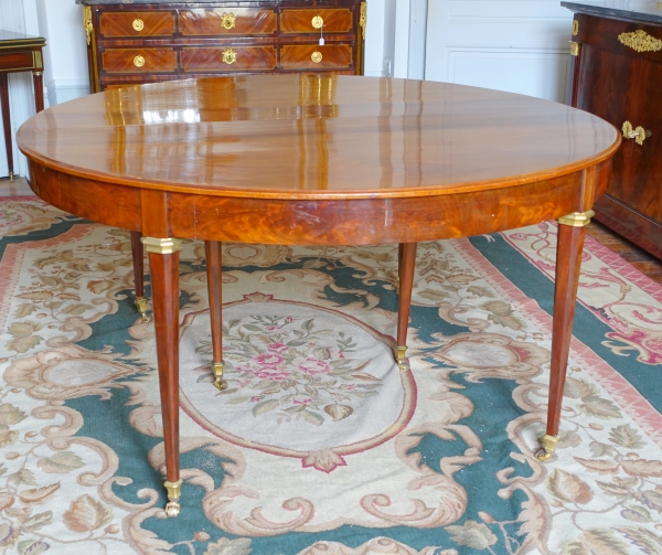 Très grande table de salle à manger de style Louis XVI en acajou, fin XIXe siècle - 150cm x 420cm