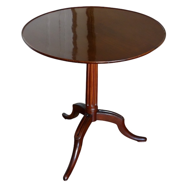 Canabas : plum pudding tilting pedestal table - stamped - Louis XVI period
