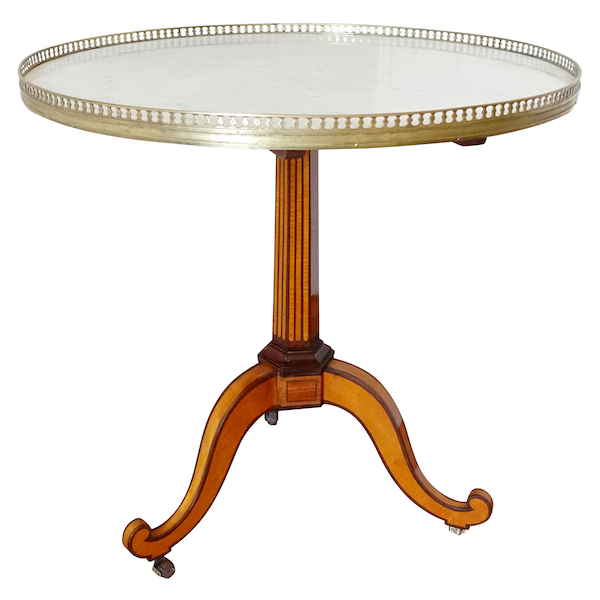 Guéridon - table à thé d'époque Louis XVI Directoire en marqueterie de citronnier - vers 1790