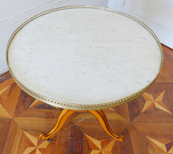 Louis XVI lemon tree and mahogany marquetry pedestal table, late 18th century circa 1790