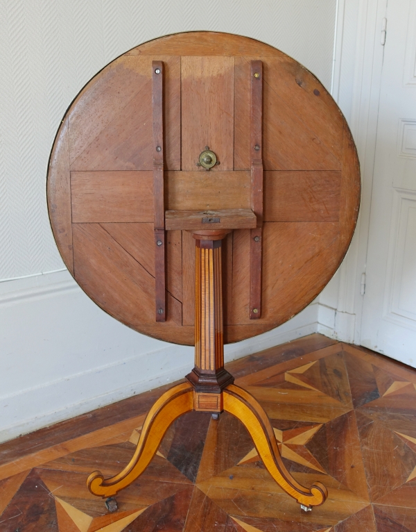 Louis XVI lemon tree and mahogany marquetry pedestal table, late 18th century circa 1790