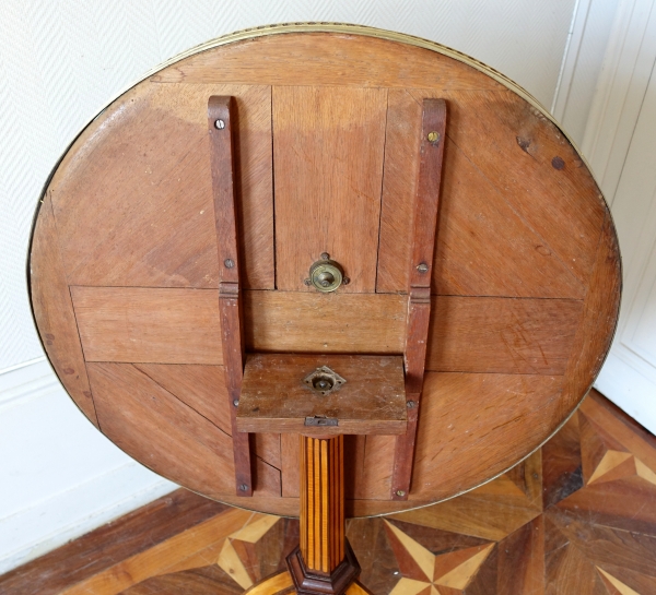 Louis XVI lemon tree and mahogany marquetry pedestal table, late 18th century circa 1790