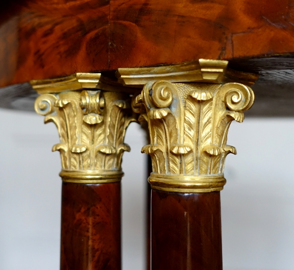 Empire mahogany and ormolu pedestal table attributed to Sebastien Youf