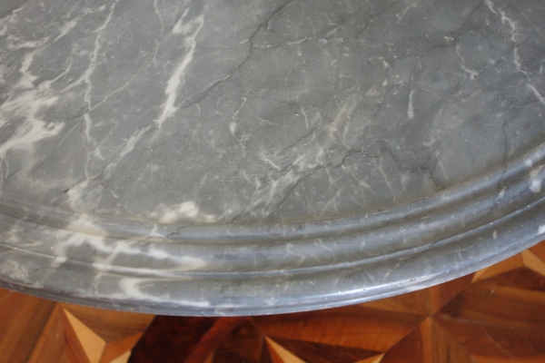 Empire mahogany pedestal table, blue Turquin marble, 19th century circa 1820