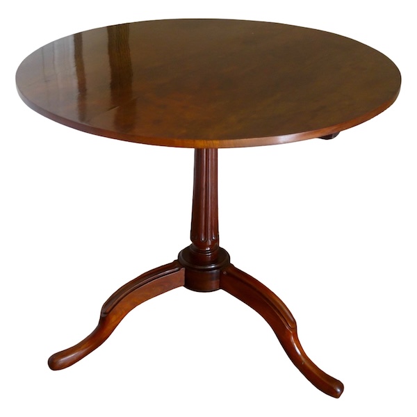 Canabas : speckled mahogany pedestal table, Louis XVI period - stamped - 18th century