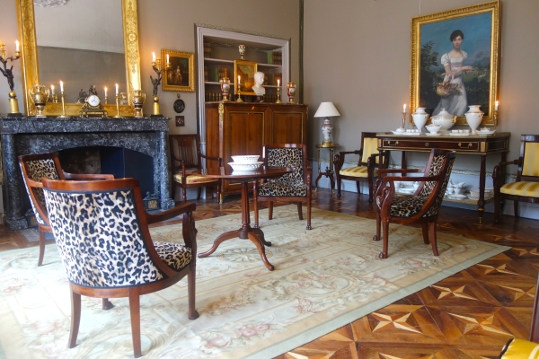 Canabas : speckled mahogany pedestal table, Louis XVI period - stamped - 18th century