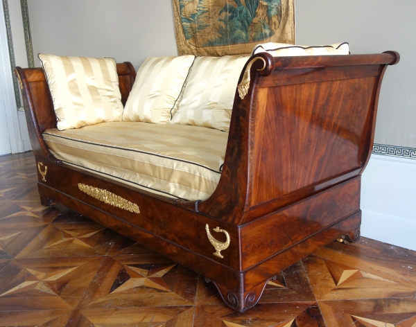 Empire mahogany and ormolu sofa / bed, early 19th century circa 1830