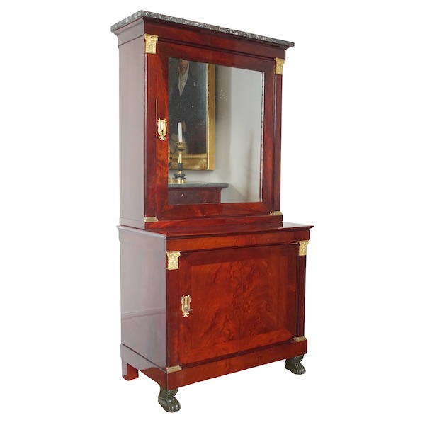 Meuble cabinet scriban d'époque Empire en acajou