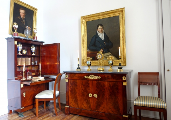 Empire mahogany writing cabinet, early 19th century circa 1805