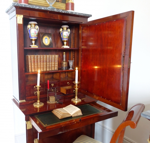 Empire mahogany writing cabinet, early 19th century circa 1805