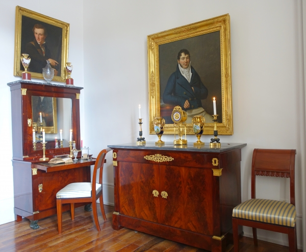 Empire mahogany writing cabinet, early 19th century circa 1805