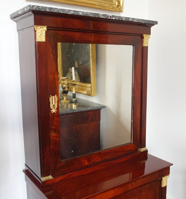 Meuble cabinet scriban d'époque Empire en acajou