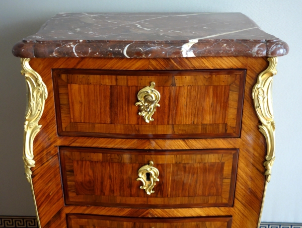 Paire de chiffonniers en marqueterie, époque Louis XV - XVIIIe siècle